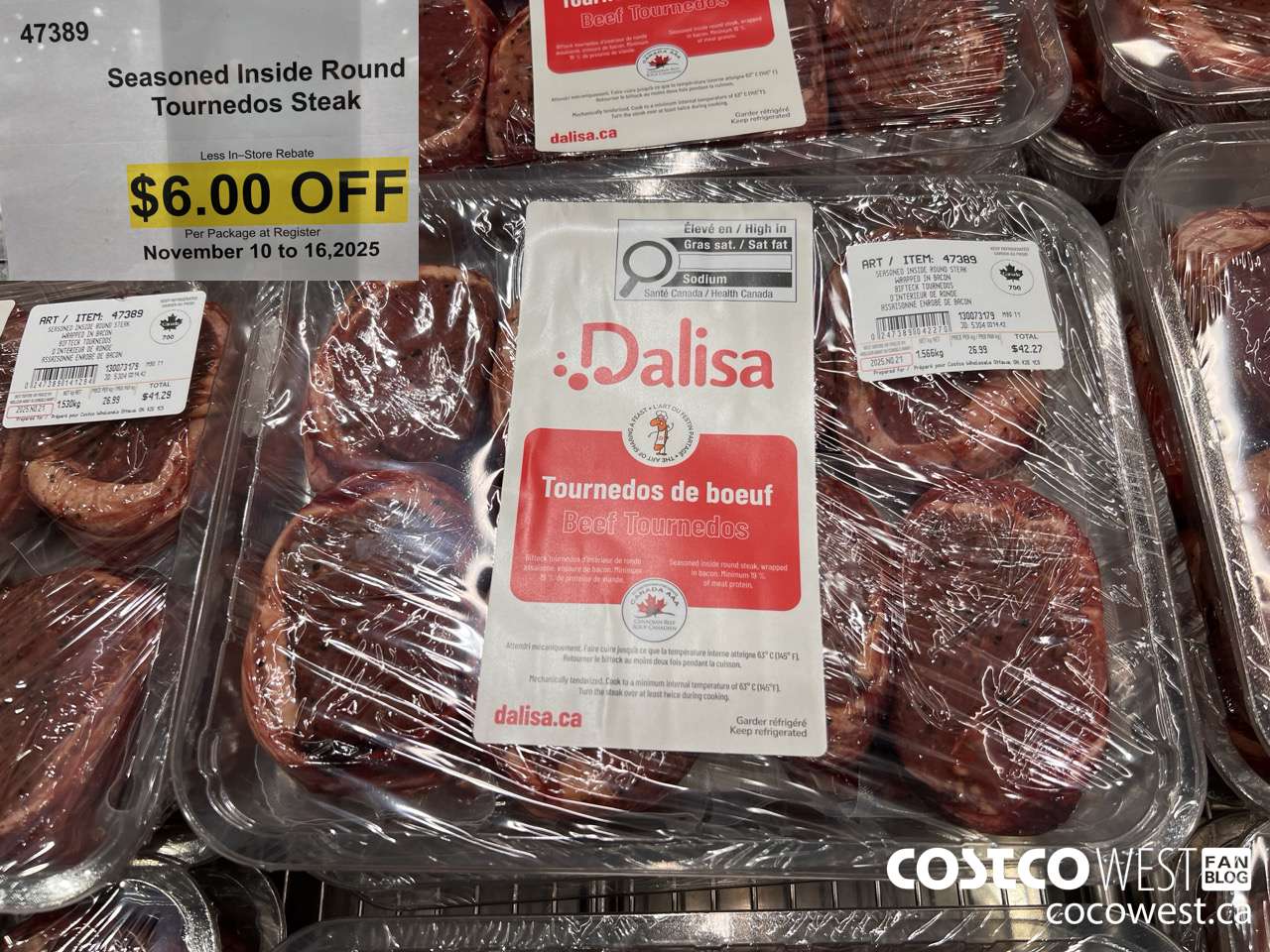 47389 SEASONED INSIDE ROUND TOURNEDOS STEAK ($6.00 INSTANT SAVINGS EXPIRES ON 2025-11-16)