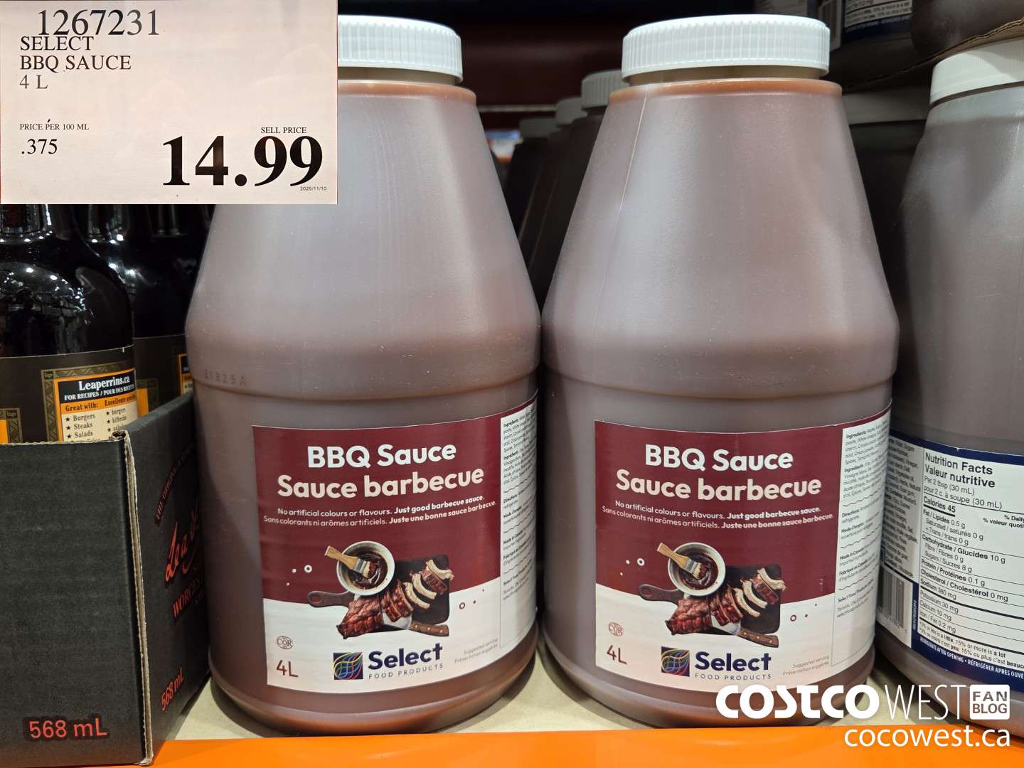 1267231 SELECT BBQ SAUCE 4 L $14.99