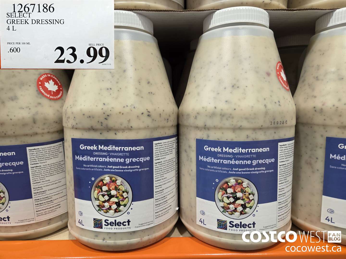 1267186 SELECT GREEK DRESSING 4L $23.99