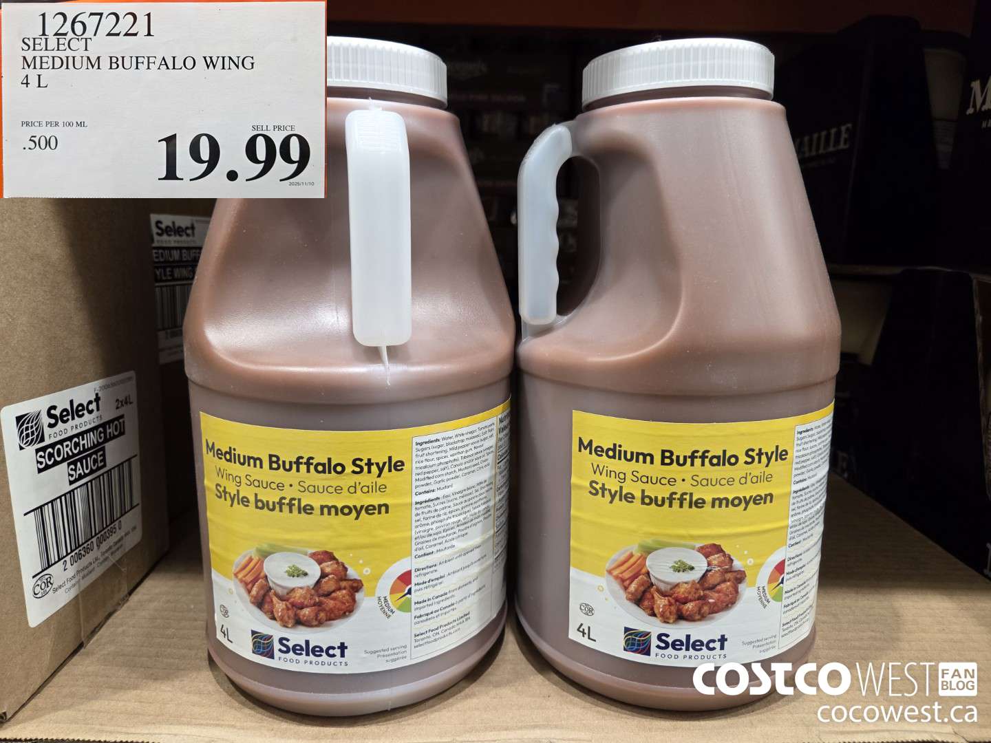 1267221 SELECT MEDIUM BUFFALO WING 4 L $19.99