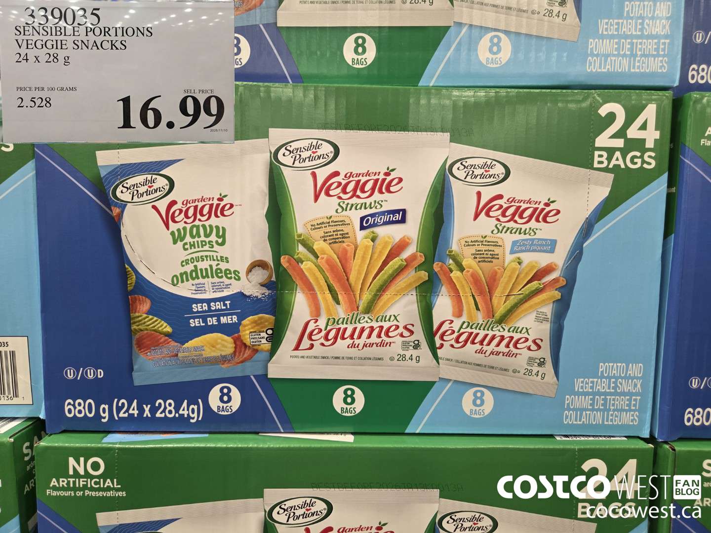 339035 SENSIBLE PORTIONS VEGGIE SNACKS 24 x 28 g $16.99