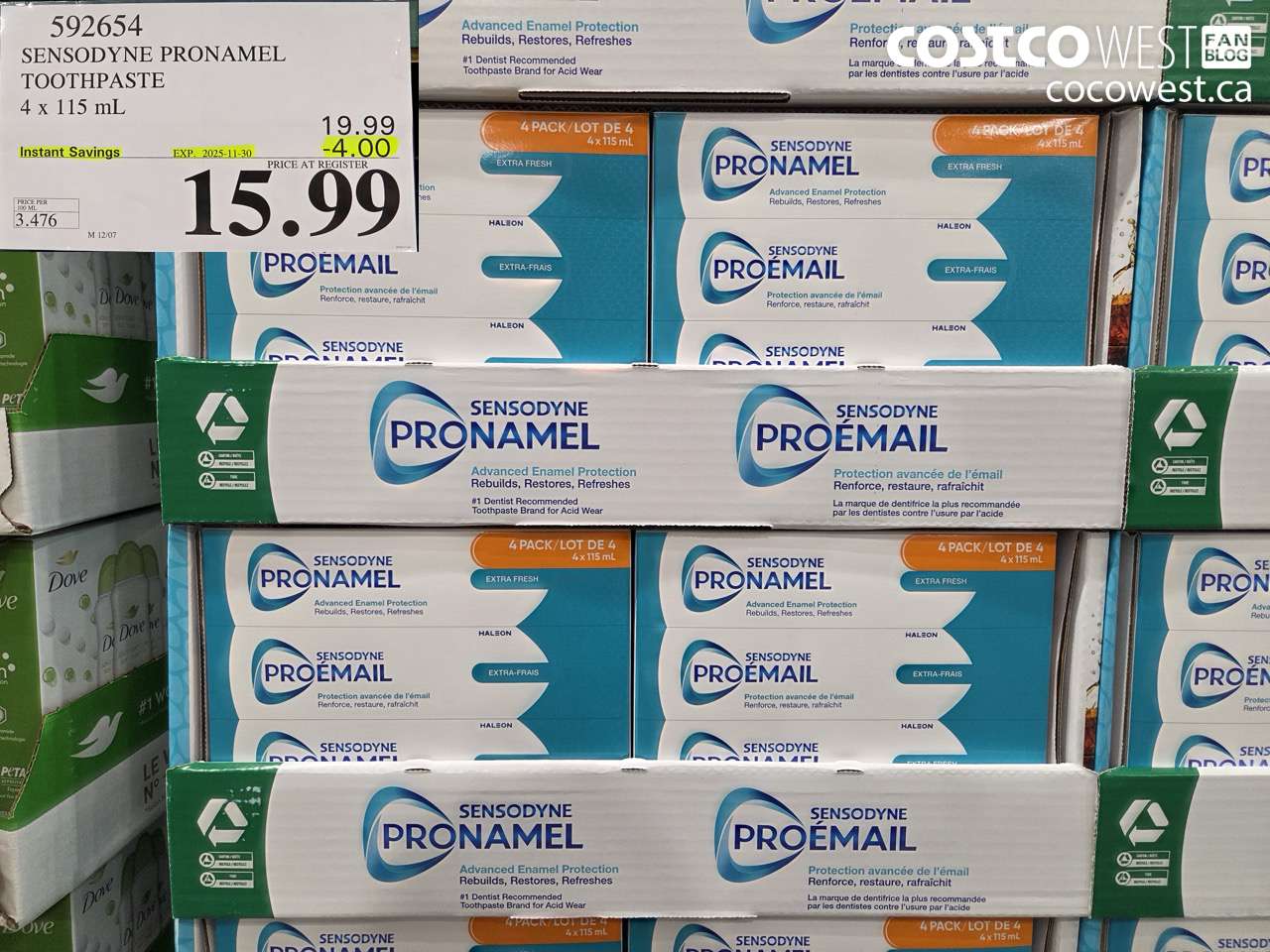 592654 SENSODYNE PRONAMEL TOOTHPASTE 4 X 115 ML ($4.00 INSTANT SAVINGS EXPIRES ON 2025-11-30) $15.99