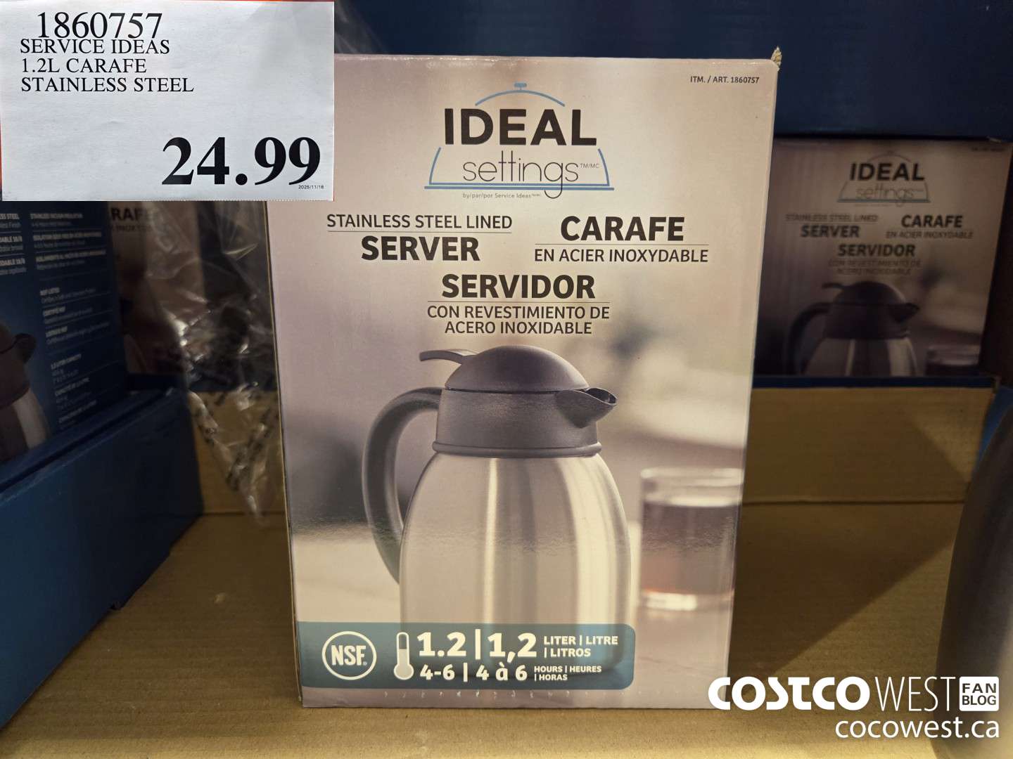 1860757 SERVICE IDEAS 1.2L CARAFE STAINLESS STEEL $24.99