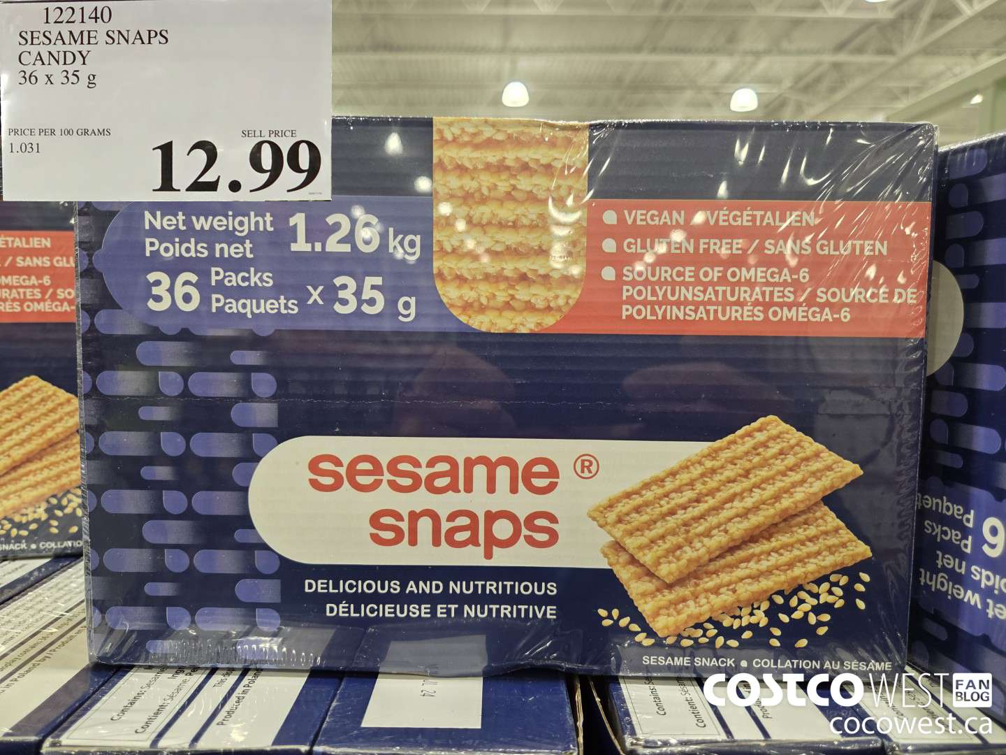 122140 SESAME SNAPS SESAME SNACKS 36 x 35 g $12.99
