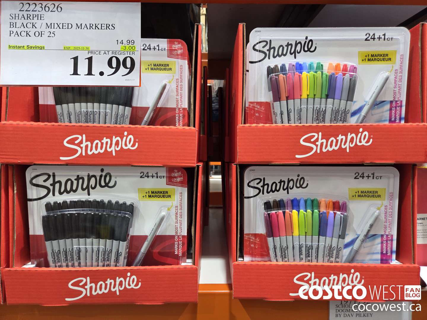 2223626 SHARPIE BLACK / MIXED MARKERS PACK OF 25 ($3.00 INSTANT SAVINGS EXPIRES ON 2025-11-30) $11.99
