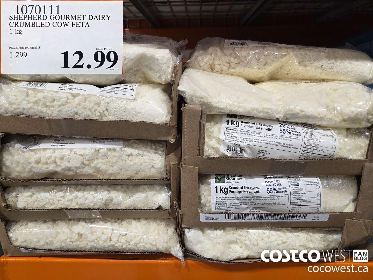 1070111 SHEPHERD GOURMET DAIRY CRUMBLED COW FETA 1 kg $12.99