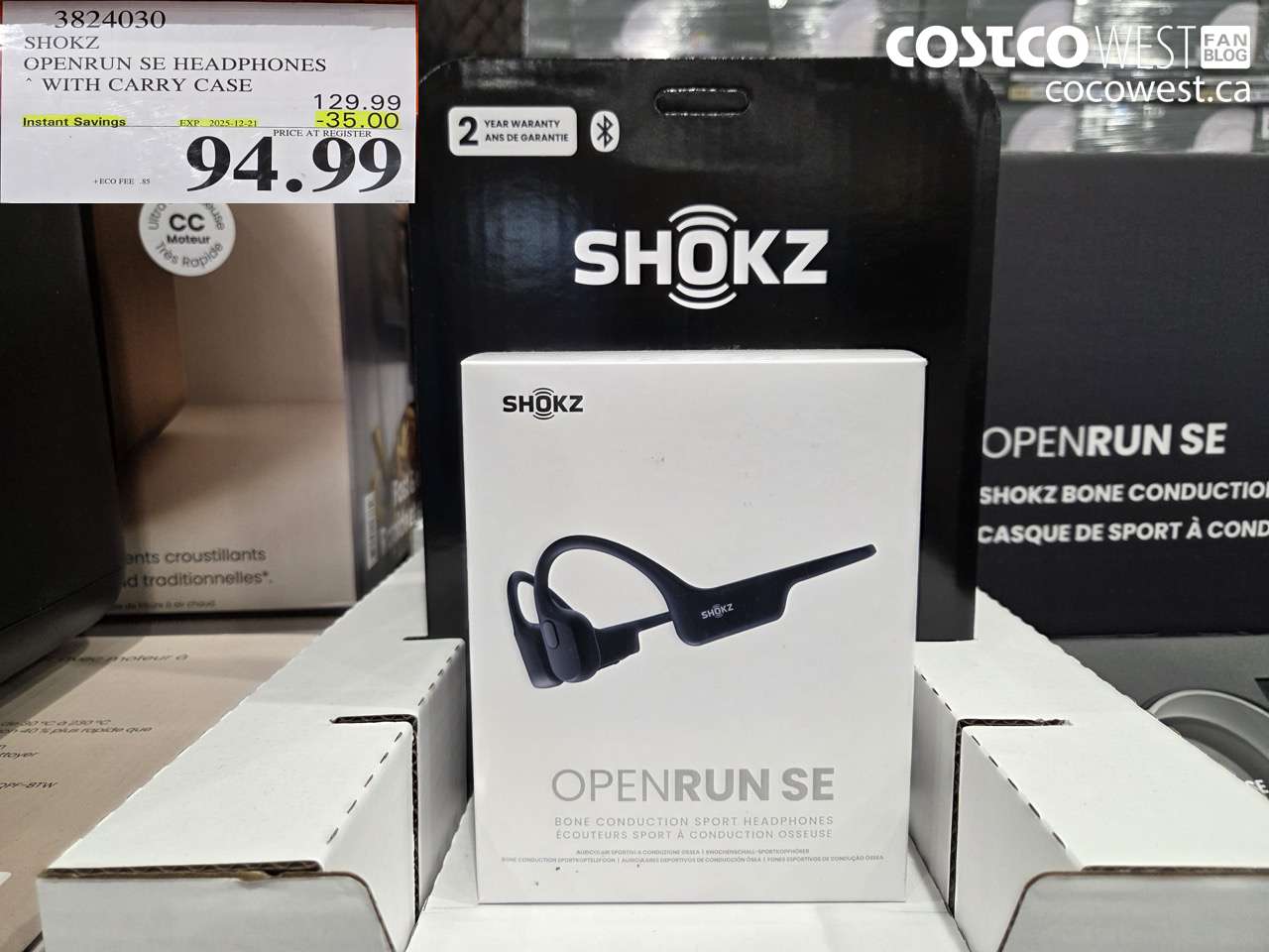 3824030 SHOKZ OPENRUN SE HEADPHONES WITH CARRY CASE ($35.00 INSTANT SAVINGS EXPIRES ON 2025-12-21) $94.99