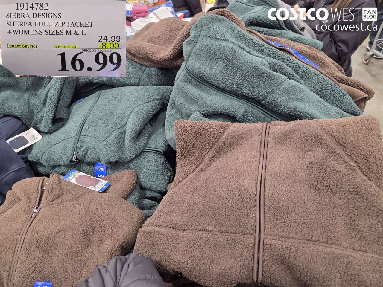 1914782 SIERRA DESIGNS SHERPA FULL ZIP JACKET WOMENS SIZES L-XL ($8.00 INSTANT SAVINGS EXPIRES ON 2025-11-16) $16.99