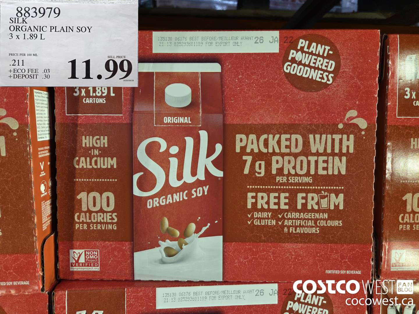 883979 SILK ORGANIC PLAIN SOY 3 x 1.89 L $11.99