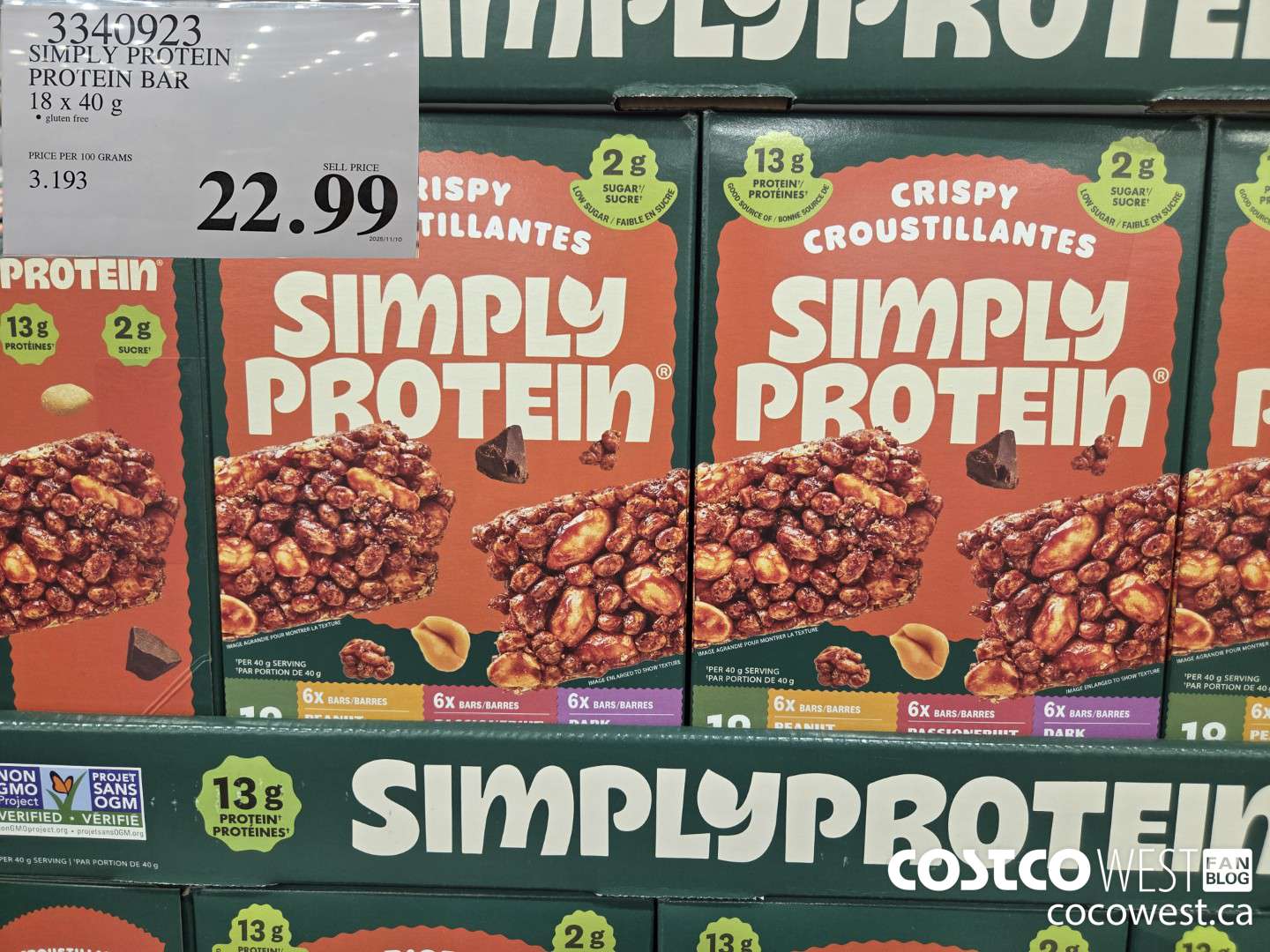 3340923 SIMPLY PROTEIN PROTEIN BAR 18 x 40 g $22.99