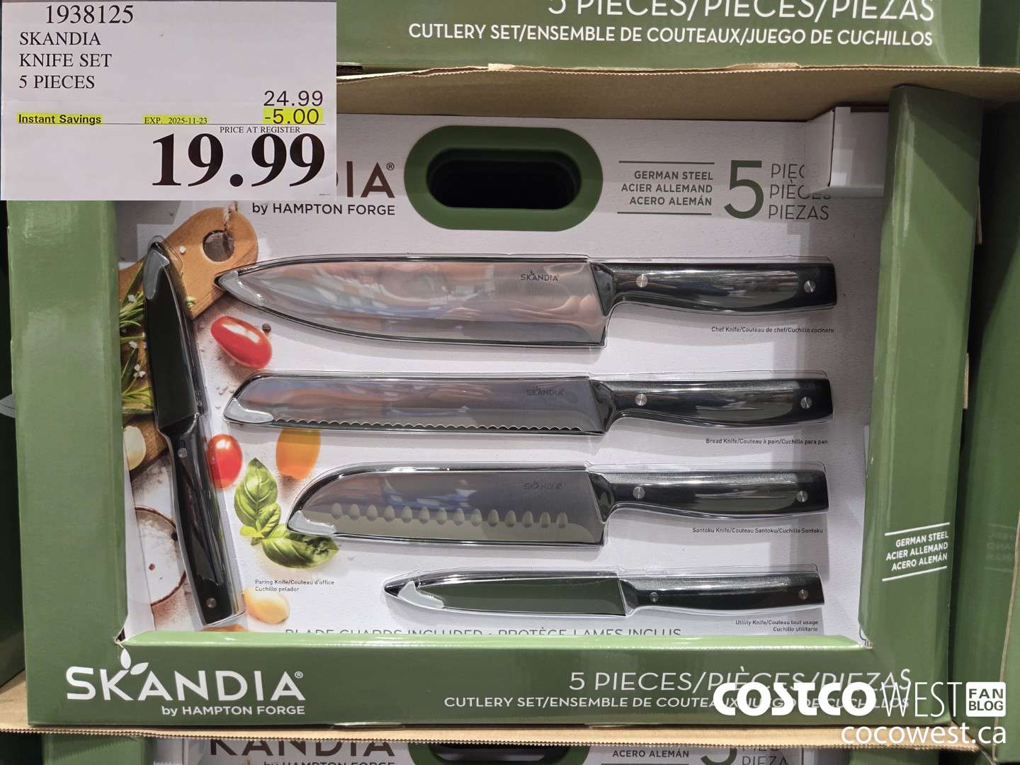 1938125 SKANDIA KNIFE SET 5 PIECES ($5.00 INSTANT SAVINGS EXPIRES ON 2025-11-23) $19.99