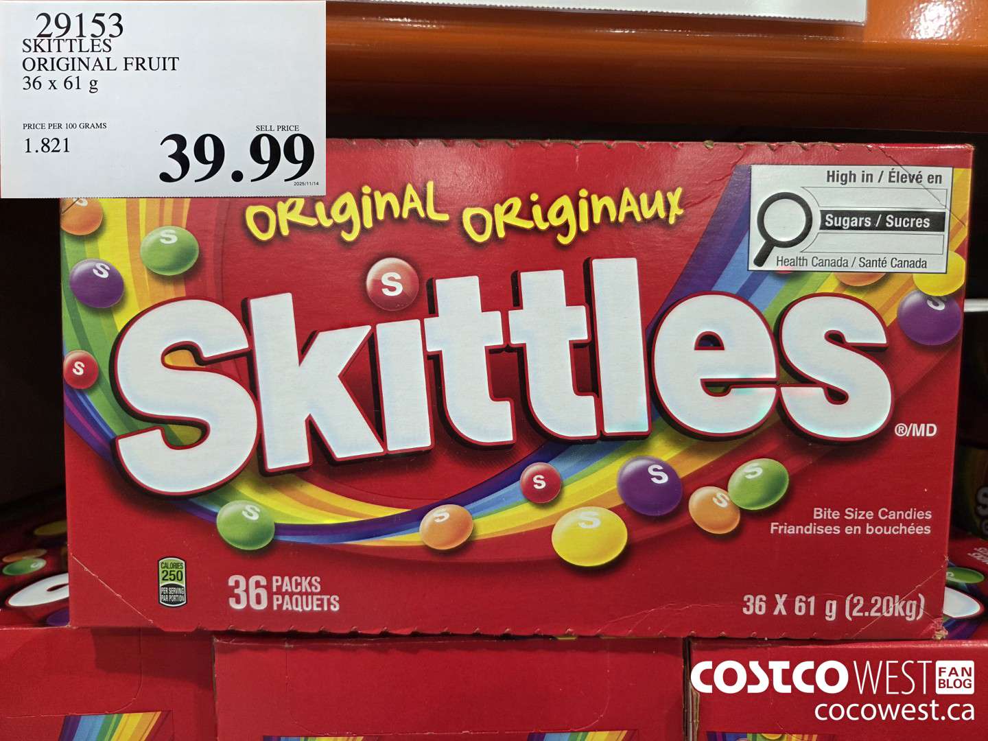 29153 SKITTLES ORIGINAL FRUIT 36 x 61g $39.99