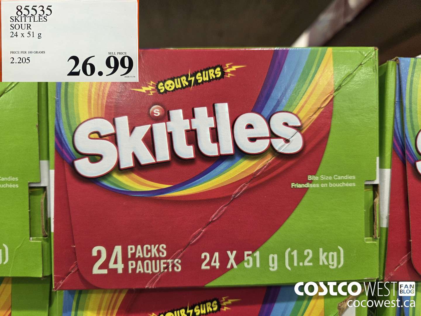 85535 SKITTLES SOUR 24 x 51 g $26.99