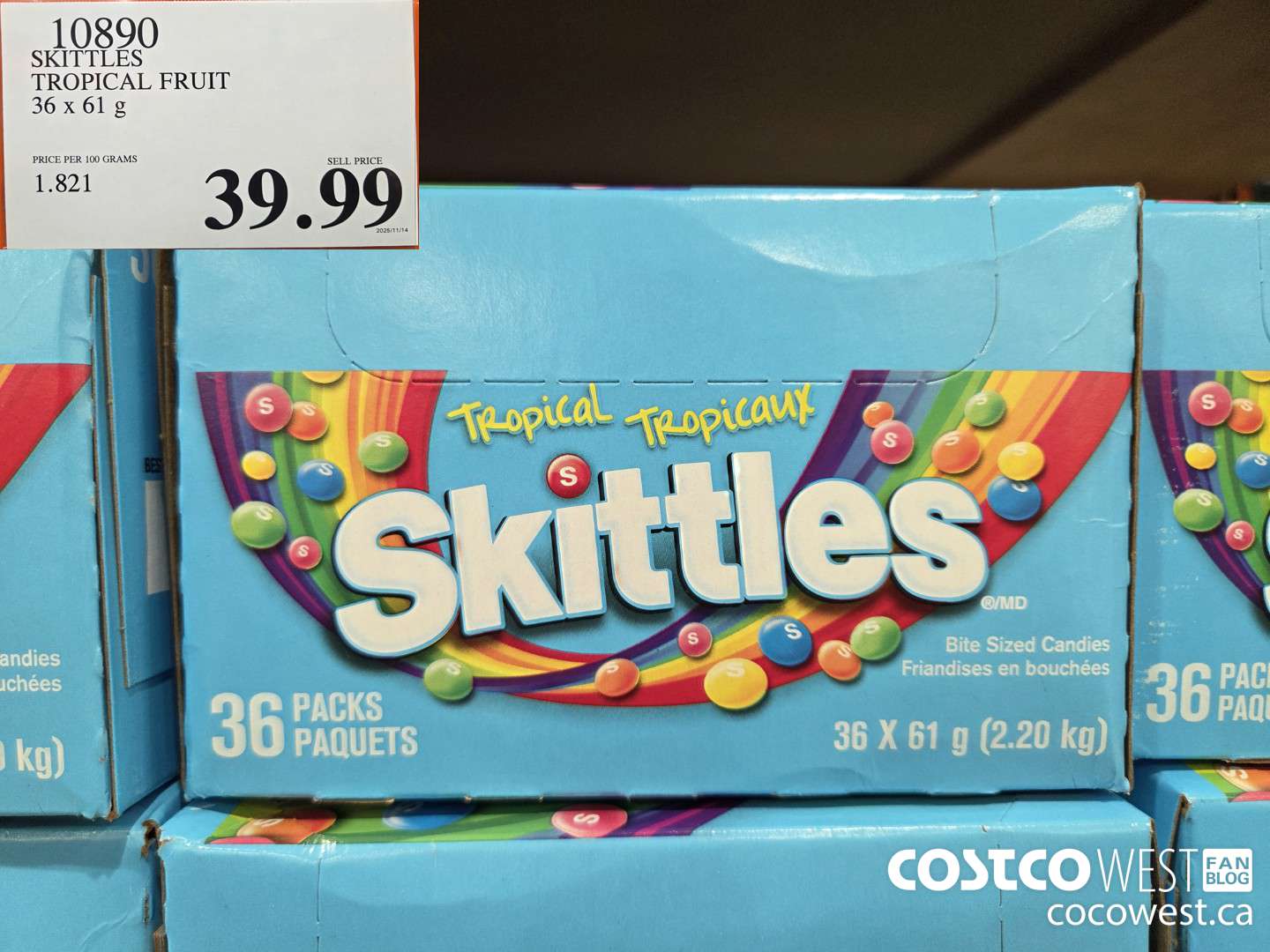 10890 SKITTLES TROPICAL FRUIT 36x 61 g $39.99
