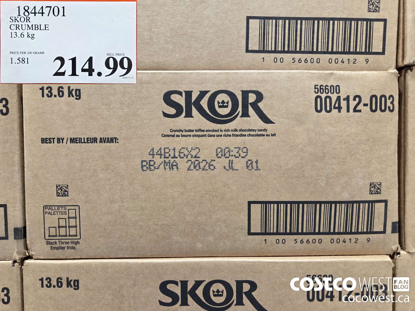 1844701 SKOR CRUMBLE 13.6 kg $214.99