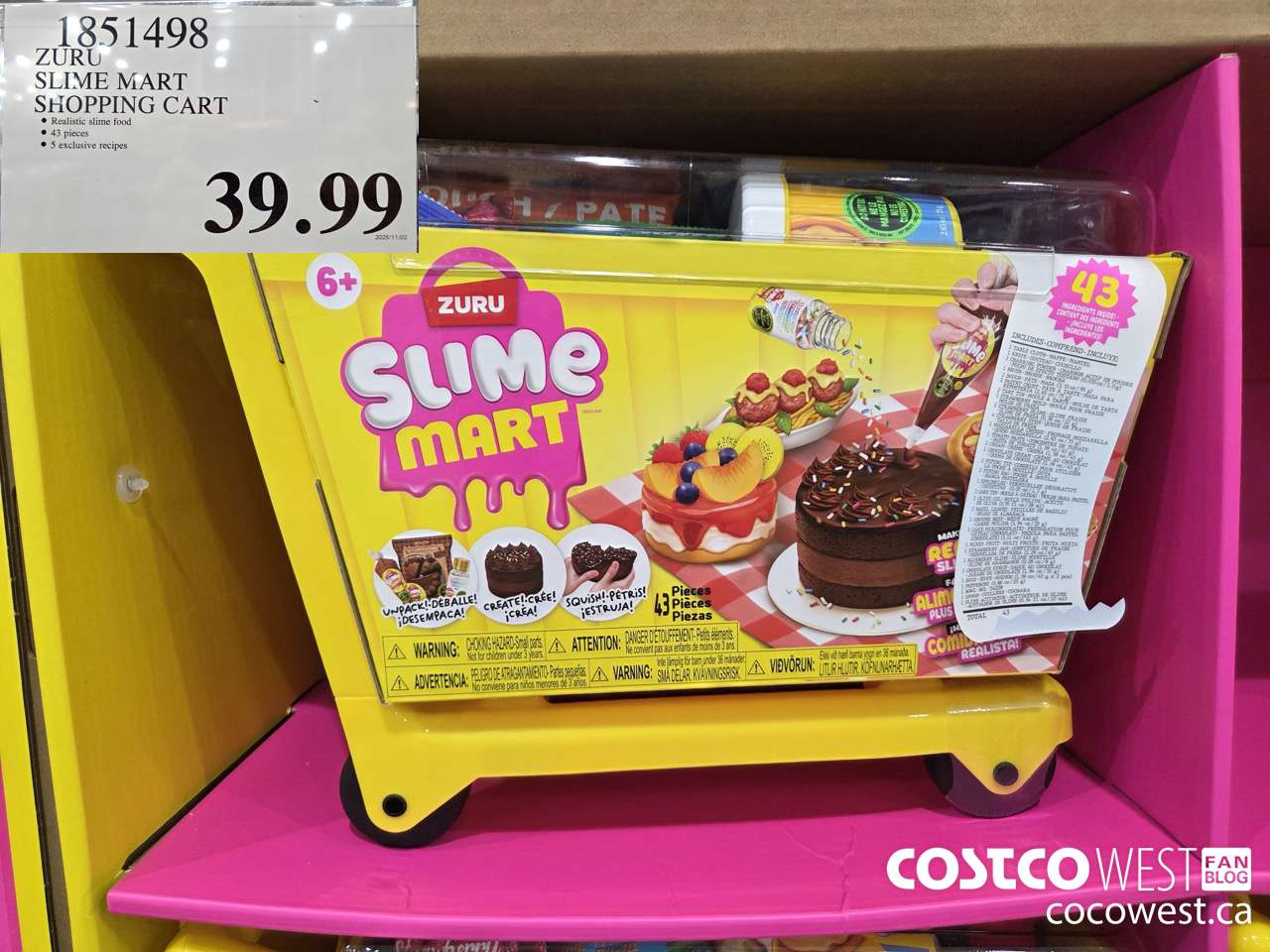 1851498 SLIME MART SHOPPING CART $39.99