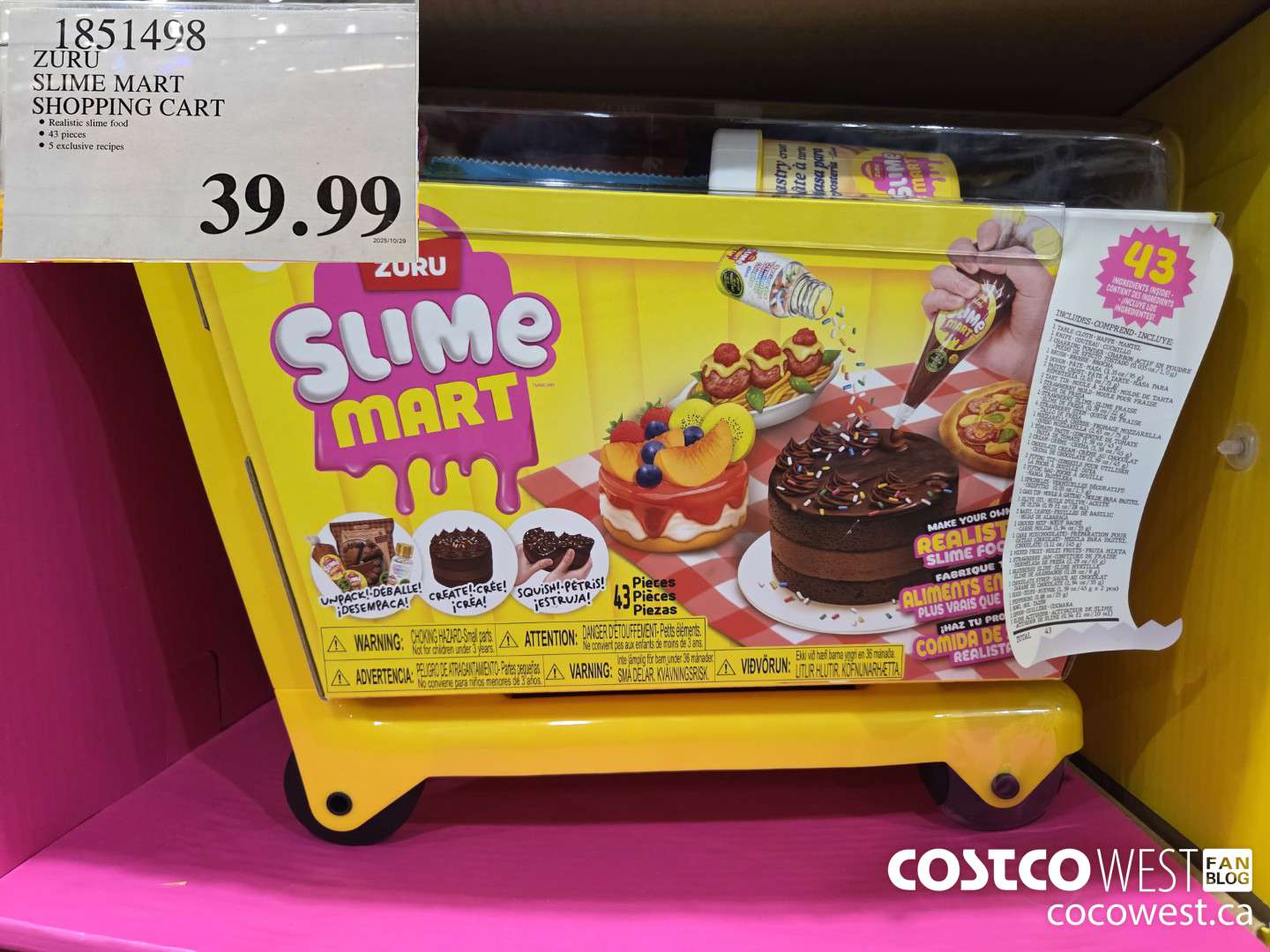 1851498 SLIME MART SHOPPING CART $39.99