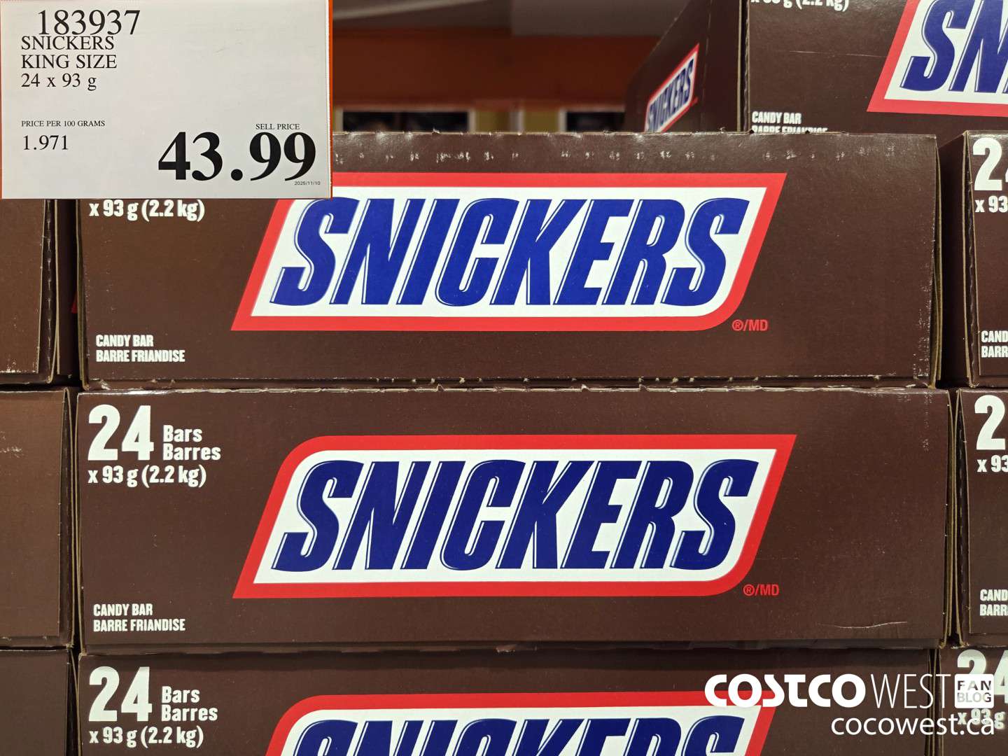 183937 SNICKERS KING SIZE 24 x 93 g $43.99