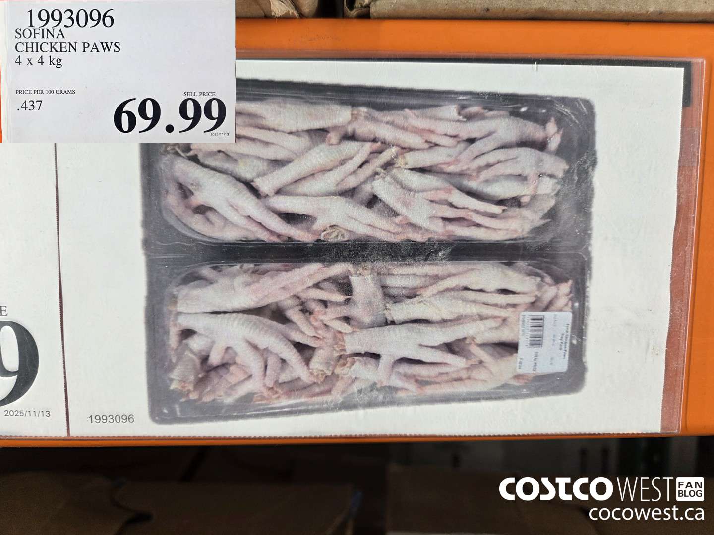 1993096 SOFIN CHICKEN PAWS 4 x 4 kg $69.99