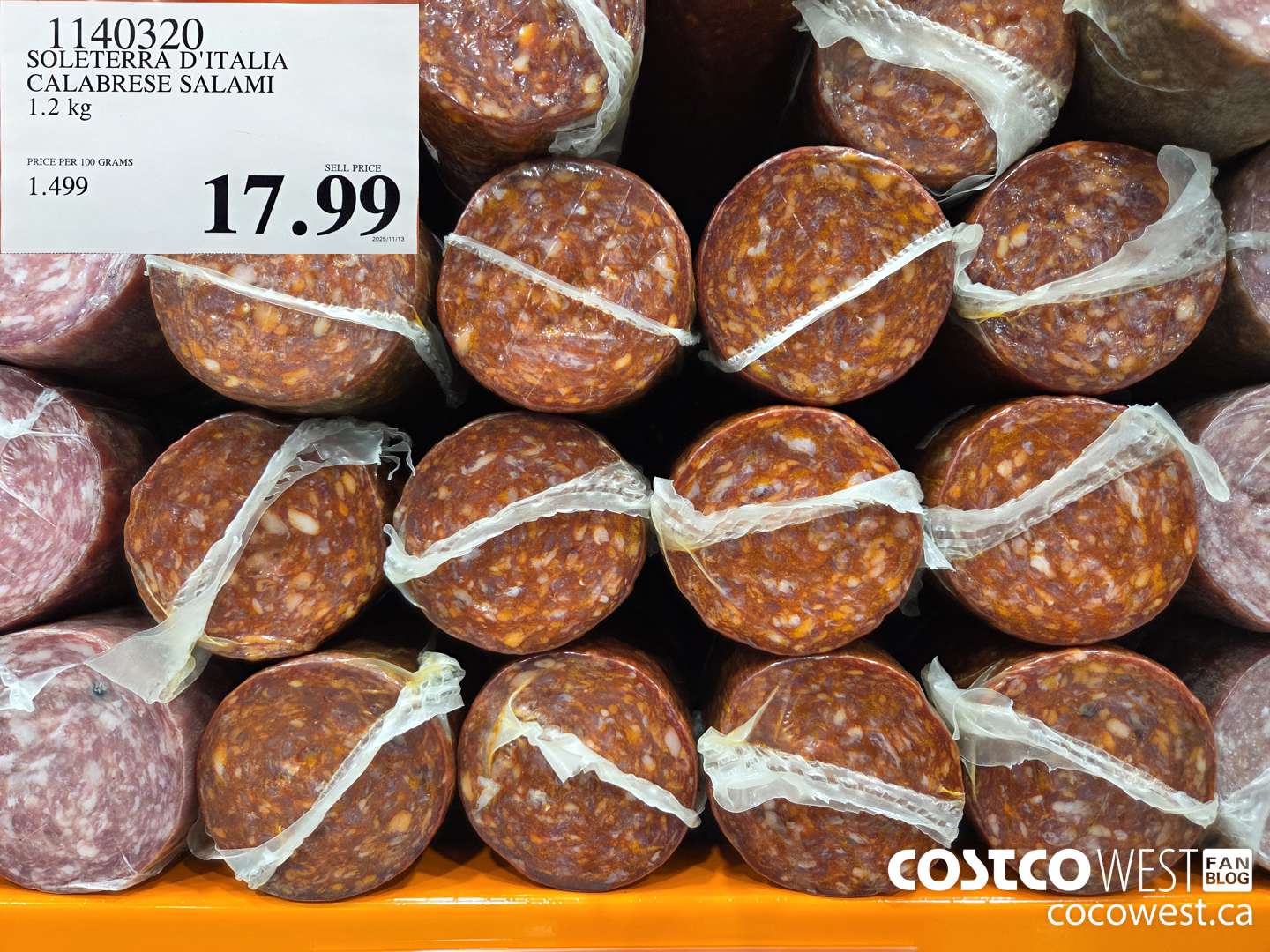 1140320 SOLETERRA D'ITALIA CALABRESE SALAMI 1.2kg $17.99