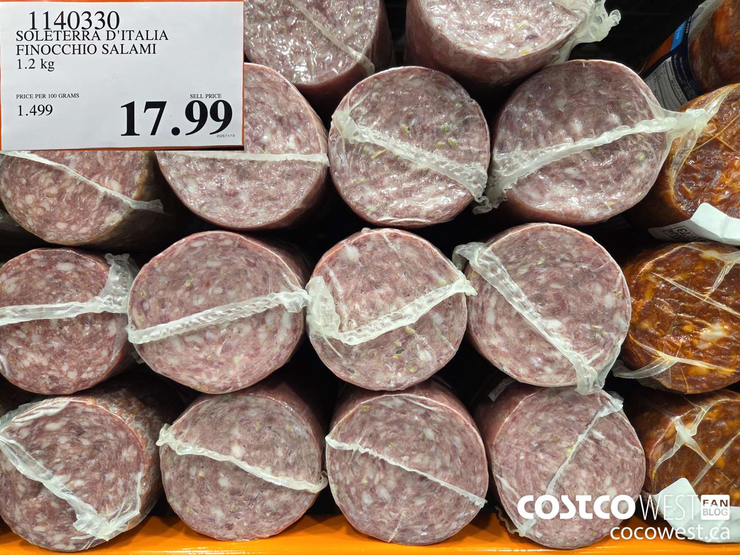 1140330 SOLETERRA D'ITALIA FINOCCHIO SALAMI 1.2 kg $17.99