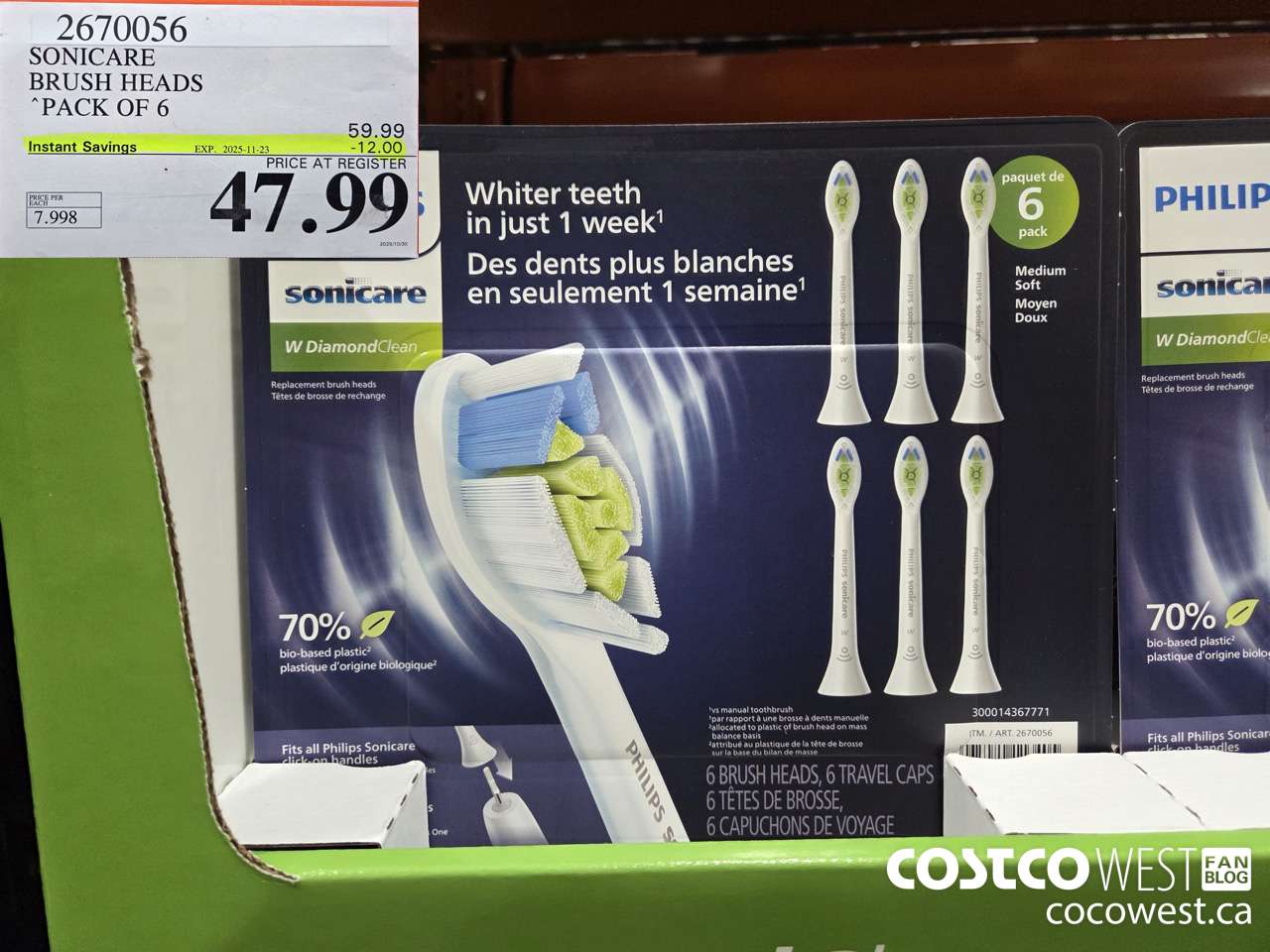 2670056 SONICARE BRUSH HEADS PACK OF 6 ($12.00 INSTANT SAVINGS EXPIRES ON 2025-11-23) $47.99