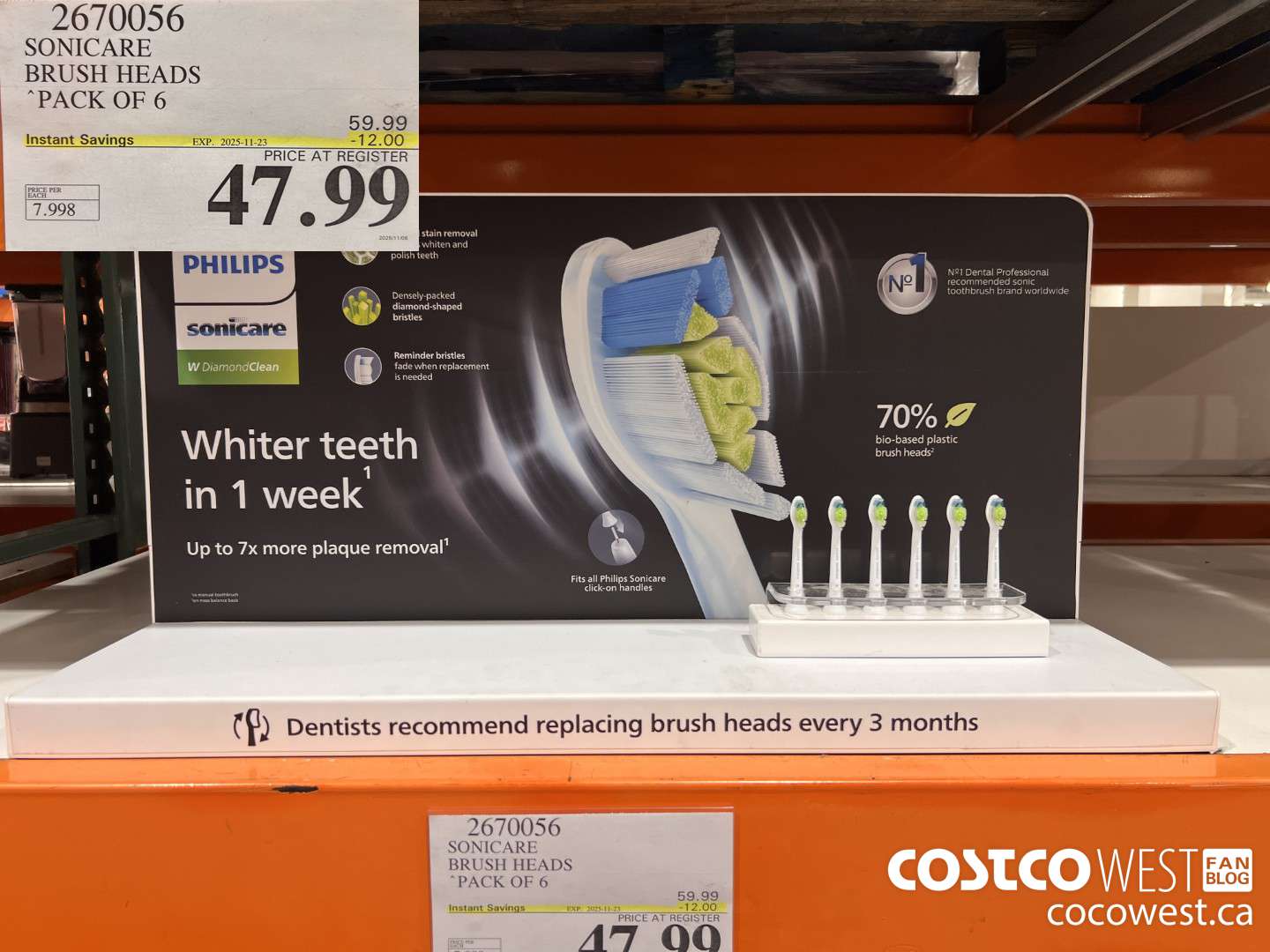 2670056 SONICARE BRUSH HEADS PACK OF 6 ($12.00 INSTANT SAVINGS EXPIRES ON 2025-11-23) $47.99