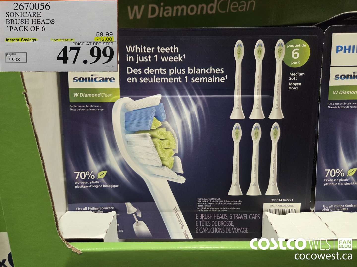 2670056 SONICARE BRUSH HEADS PACK OF 6 ($12.00 INSTANT SAVINGS EXPIRES ON 2025-11-23) $47.99