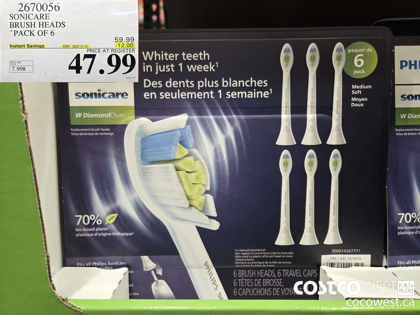 2670056 SONICARE BRUSH HEADS PACK OF 6 ($12.00 INSTANT SAVINGS EXPIRES ON 2025-11-23) $47.99