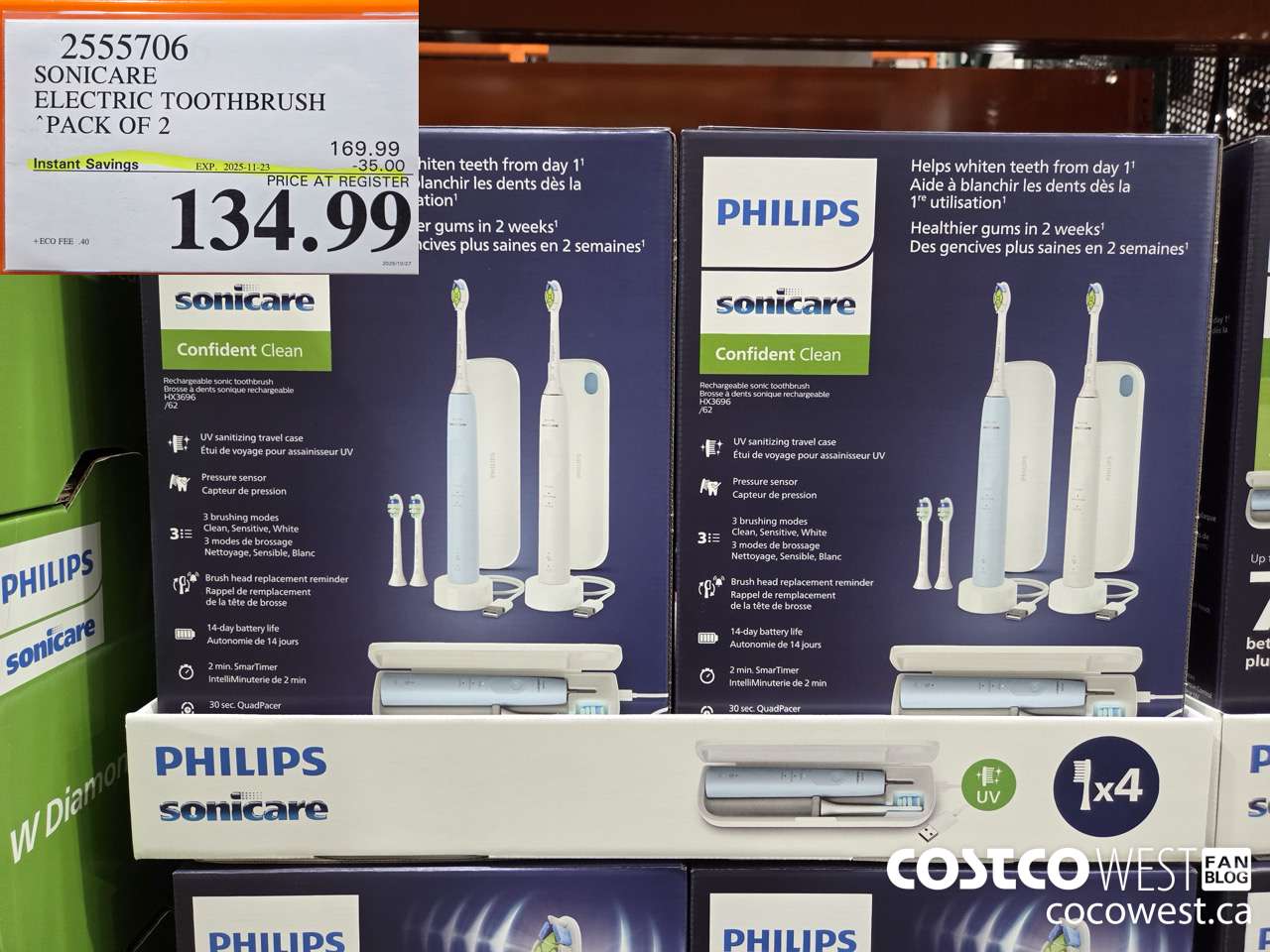 2555706 SONICARE CONFIDENT CLEAN DUAL HANDLES ($35.00 INSTANT SAVINGS EXPIRES ON 2025-11-23) $134.99