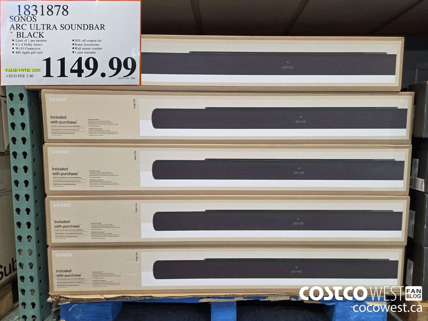 1831878 SONOS ARC ULTRA SOUNDBAR BLACK (EXPIRES ON 2025-12-01) $1149.99