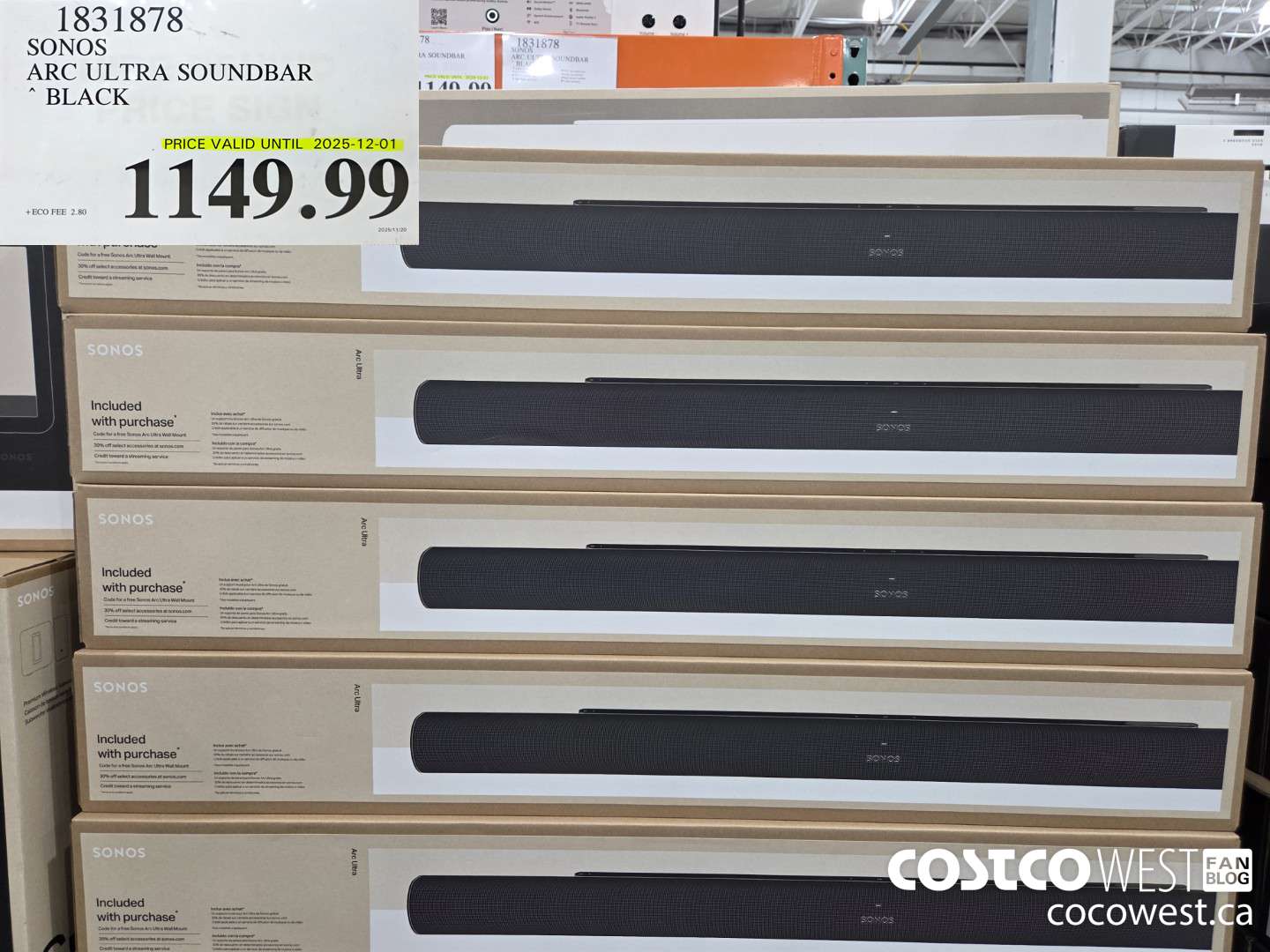 1831878 SONOS ARC ULTRA SOUNDBAR BLACK ($132.00 INSTANT SAVINGS EXPIRES ON 2025-12-01) $1149.99