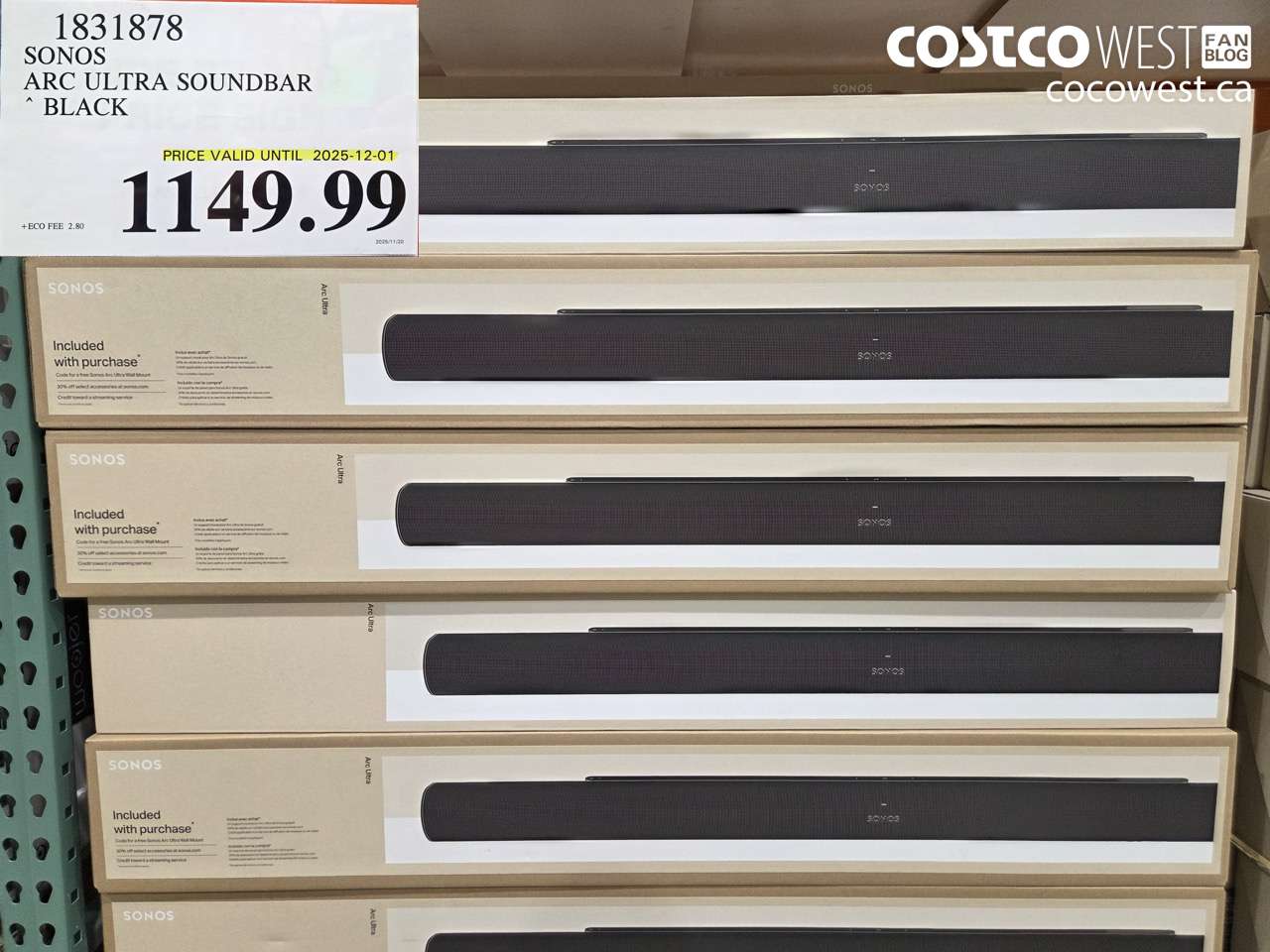 1831878 SONOS ARC ULTRA SOUNDBAR BLACK ($132.00 INSTANT SAVINGS EXPIRES ON 2025-12-01) $1149.99