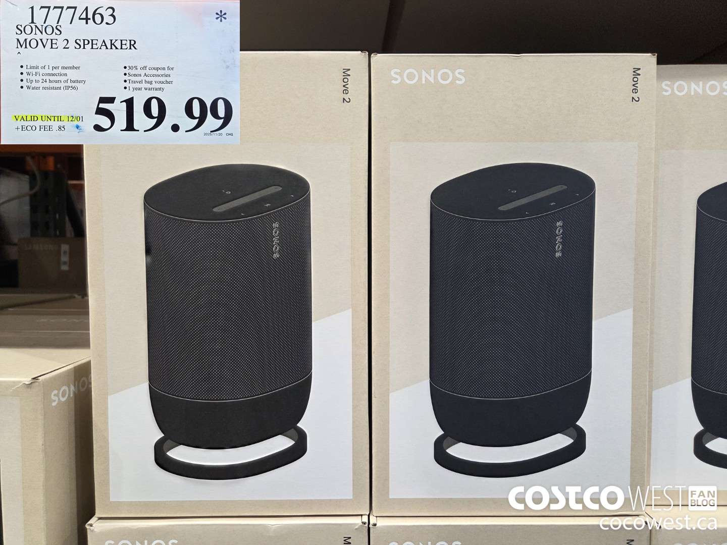 1777463 SONOS MOVE 2 SPEAKER (EXPIRES ON 2025-12-01) $519.99