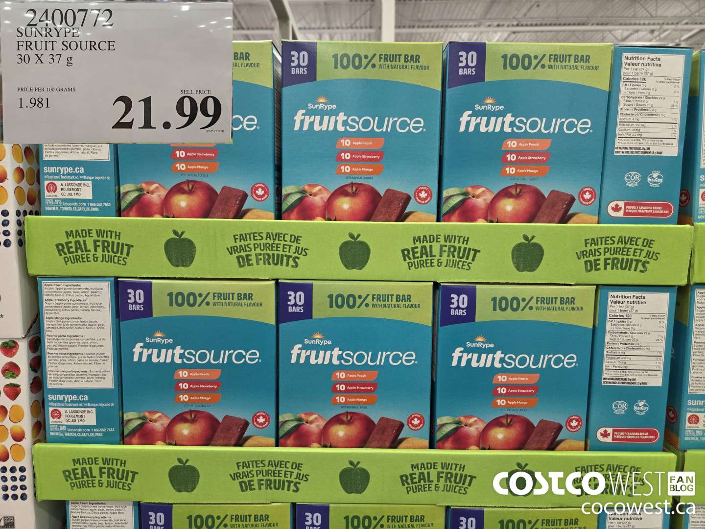 2400772 SONRYPE FRUIT SOURCE 30 X 37 g $21.99