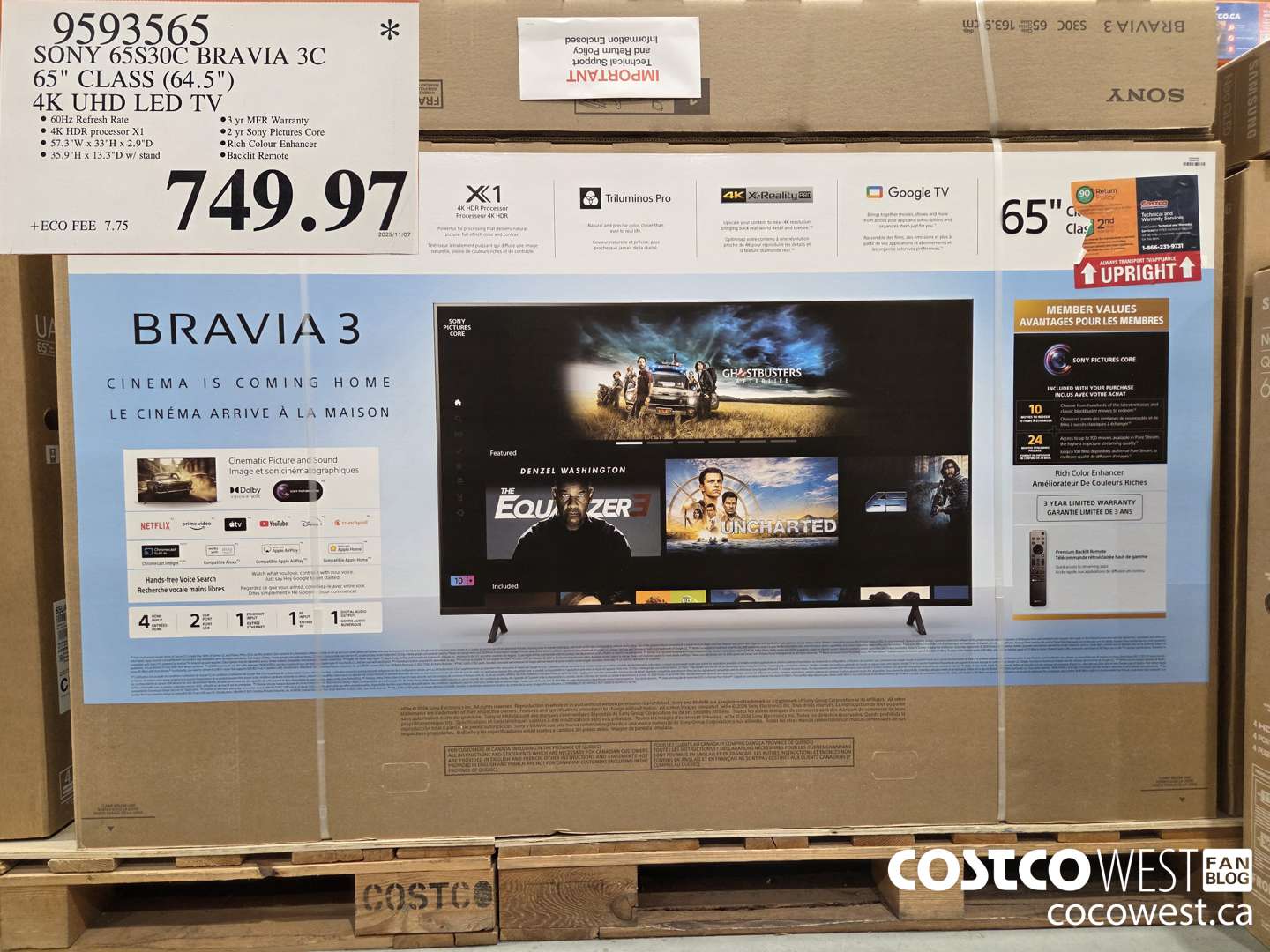 9593565 SONY 65S30C BRAVIA 3C 65