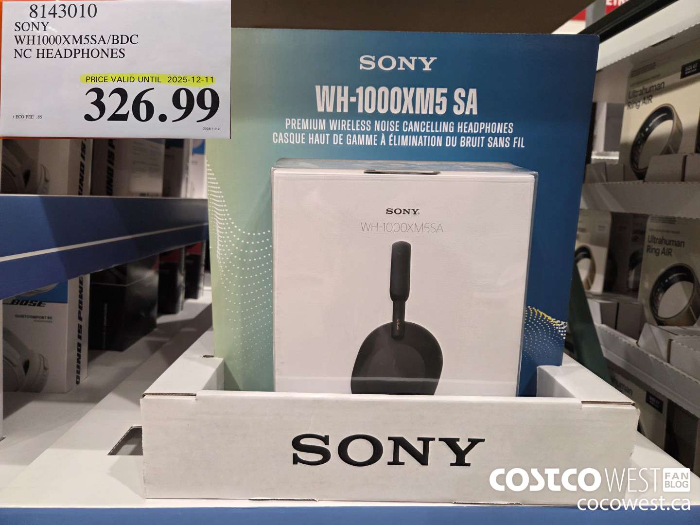 8143010 SONY WH1000XM5SA HEADPHONES W/ SOFT CASE (EXPIRES ON 2025-12-11) $326.99