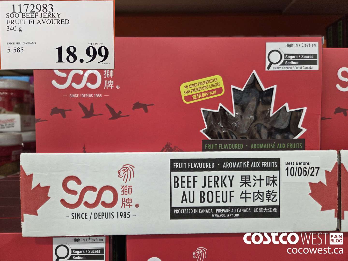 1172983 SOO BEEF JERKY FRUIT FLAVOURED 340 g $18.99