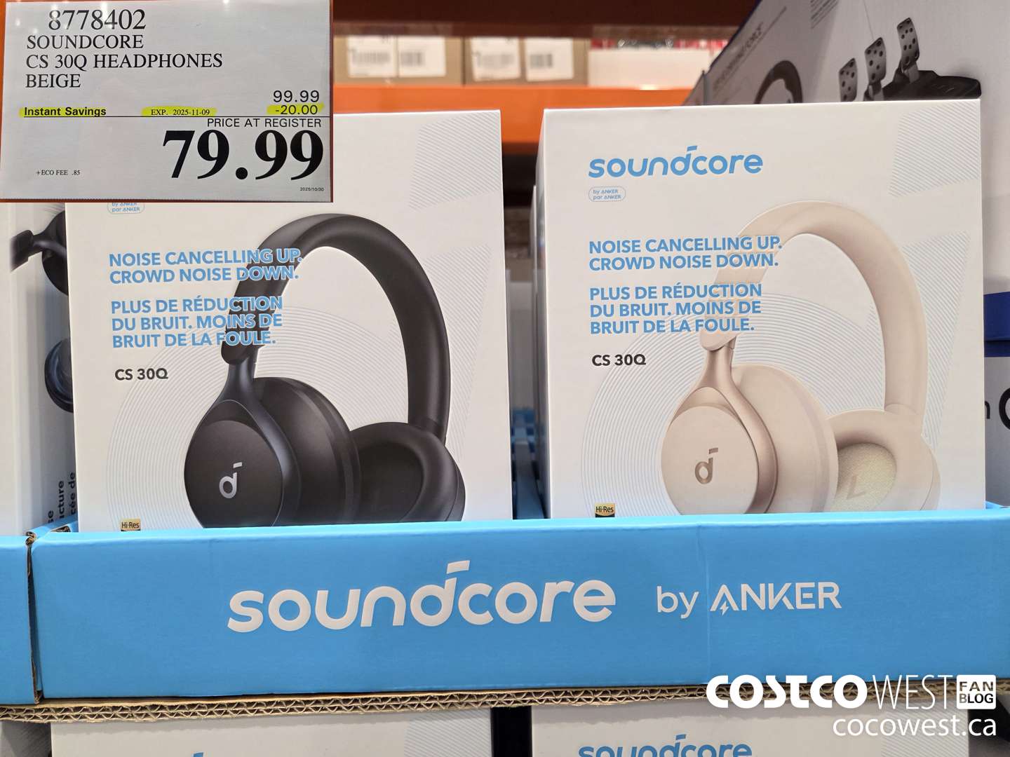 8778402 SOUNDCORE CS 30Q HEADPHONES BEIGE ($20.00 INSTANT SAVINGS EXPIRES ON 2025-11-09) $79.99