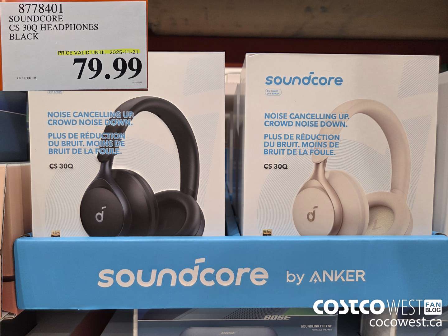 8778401 SOUNDCORE CS 30Q HEADPHONES BLACK (EXPIRES ON 2025-11-21) $79.99