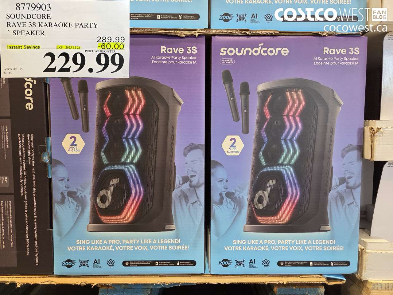 8779903 SOUNDCORE RAVE 3S KARAOKE PARTY SPEAKER ($60.00 INSTANT SAVINGS EXPIRES ON 2025-12-21) $229.99