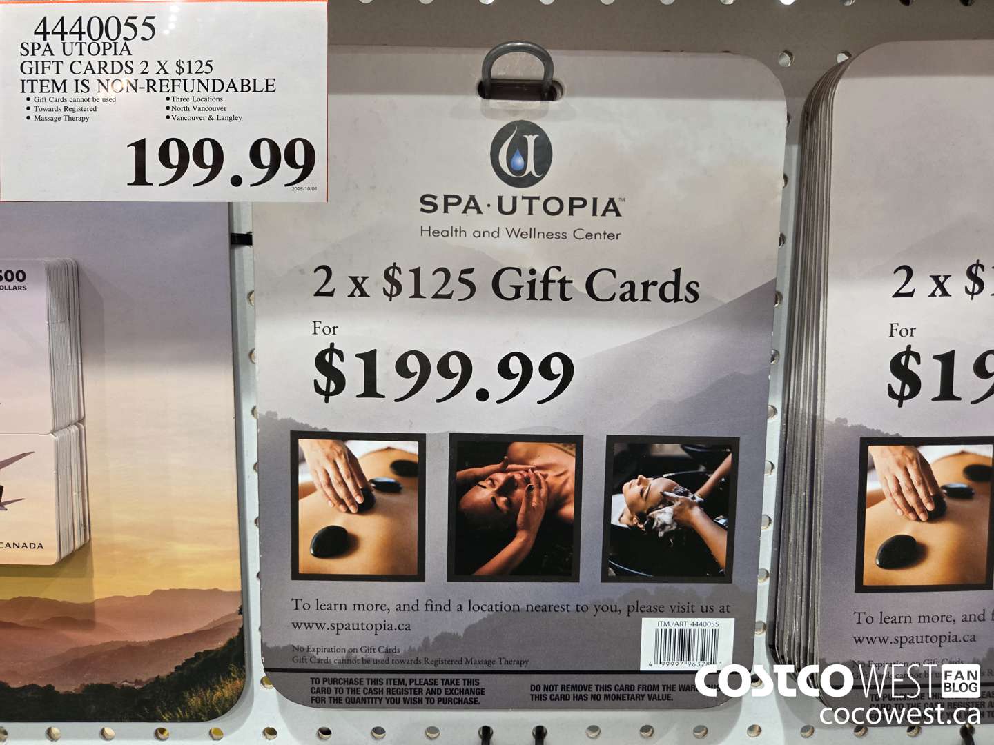 4440055 SPA UTOPIA GIFT CARDS 2 X $125 ITEM IS NON-REFUNDABLE $199.99