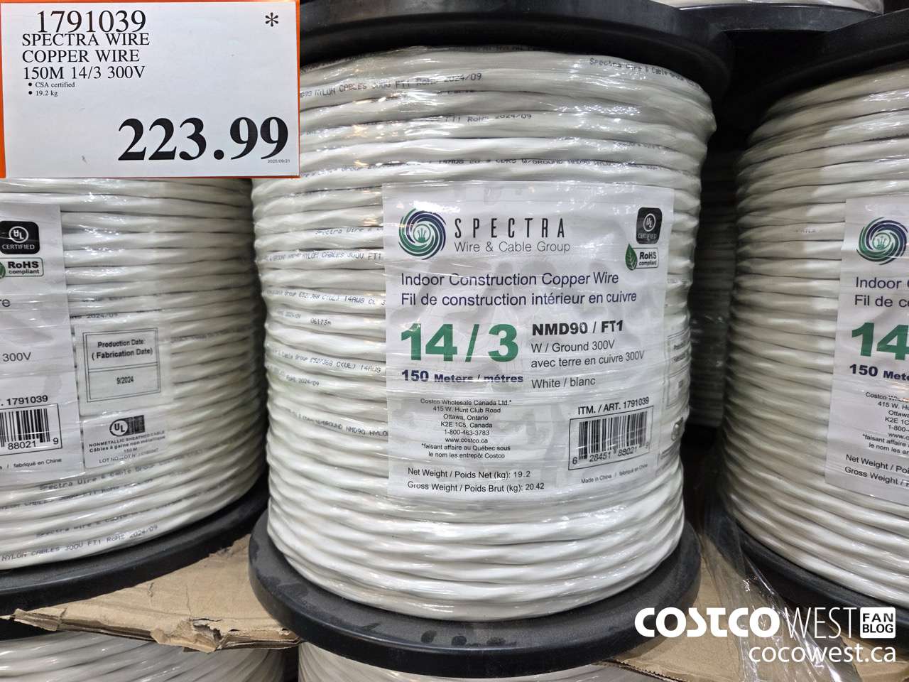 1791039 SPECTRA WIRE COPPER WIRE 150M 14/3 300V $223.99