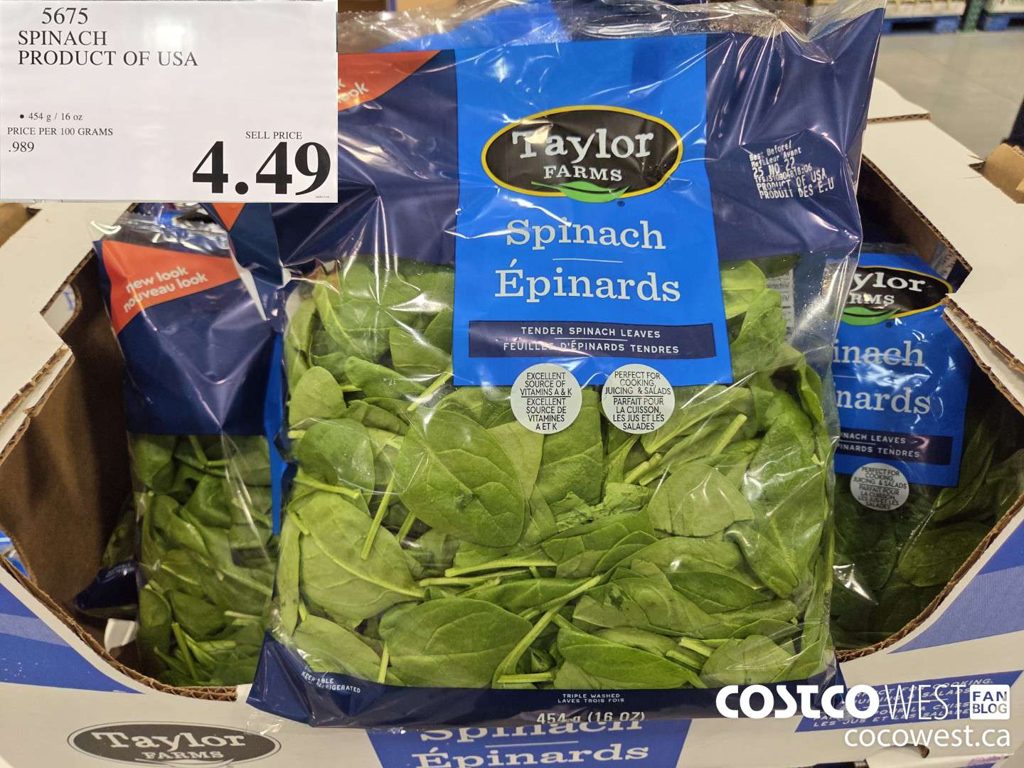 5675 SPINACH PRODUCT OF USA $4.49