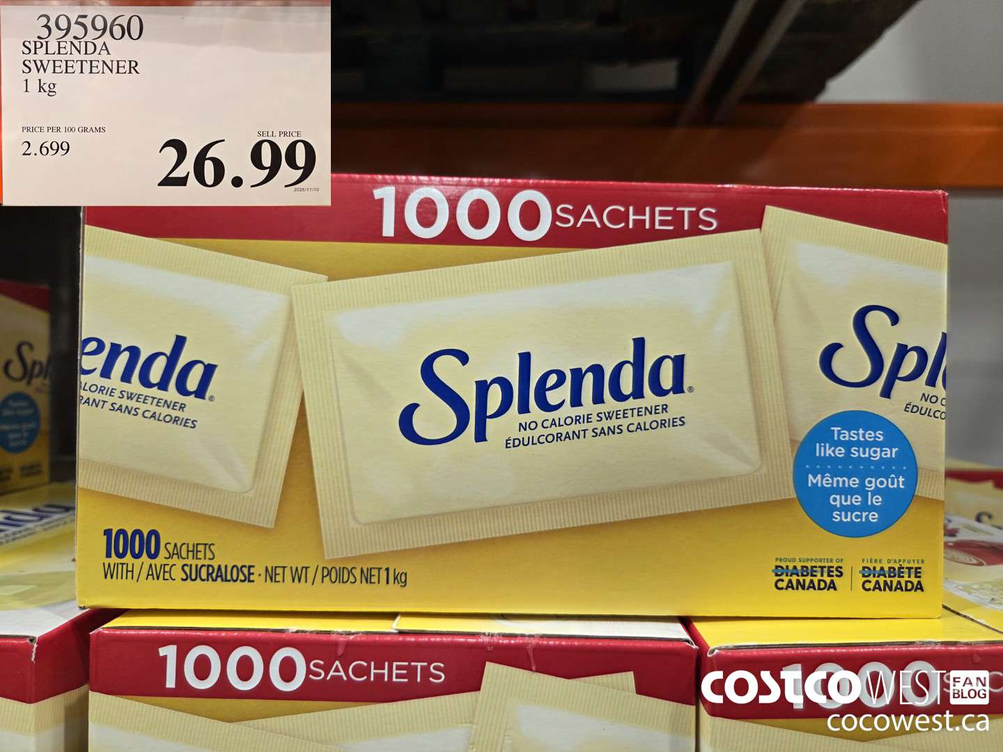 395960 SPLENDA SWEETENER 1000 PACKETS $26.99