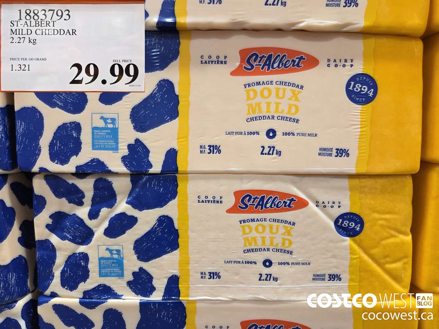 1883793 ST-ALBERT MILD CHEDDAR 2.27 kg $29.99