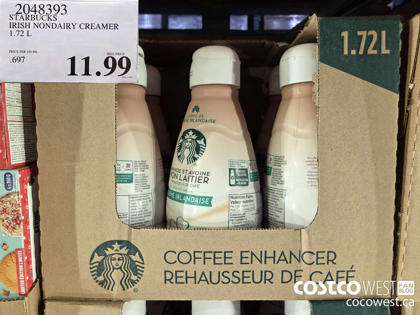 2048393 STARBUCKS IRISH NONDAIRY CREAMER 1.72 L $11.99