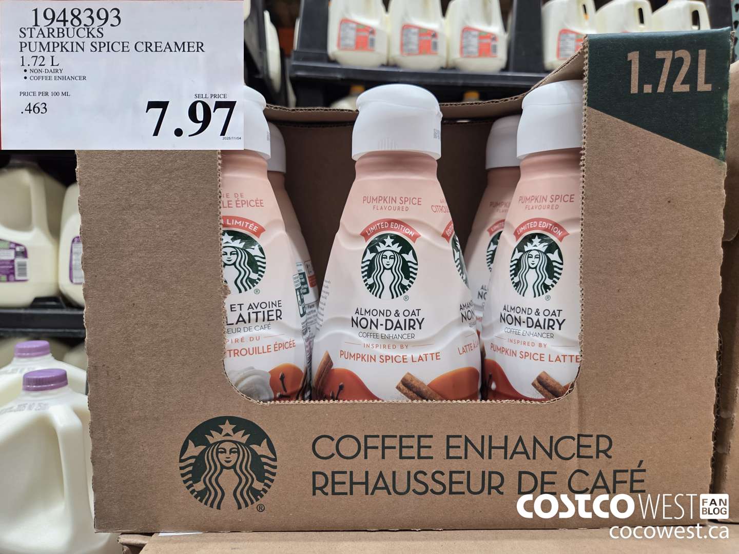 1948393 STARBUCKS PUMPKIN SPICE CREAMER 1.72L $7.97