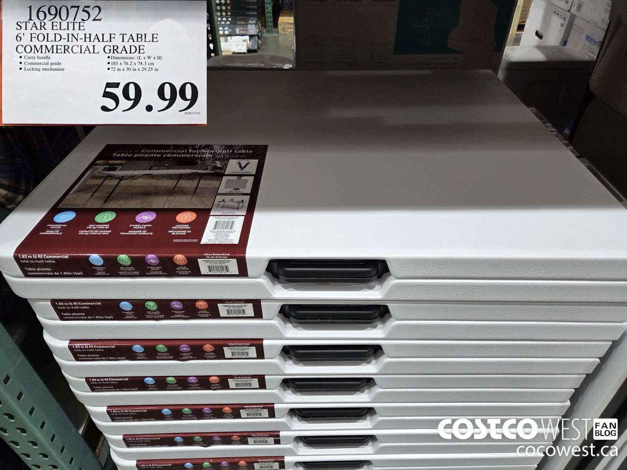 1690752 STAR ELITE 6' FOLD-IN-HALF TABLE 72