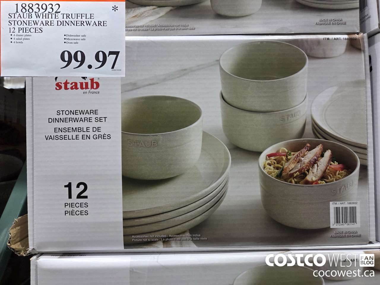 1883932 STAUB WHITE TRUFFLE STONEWARE DINNERWARE 12 PIECES $99.97